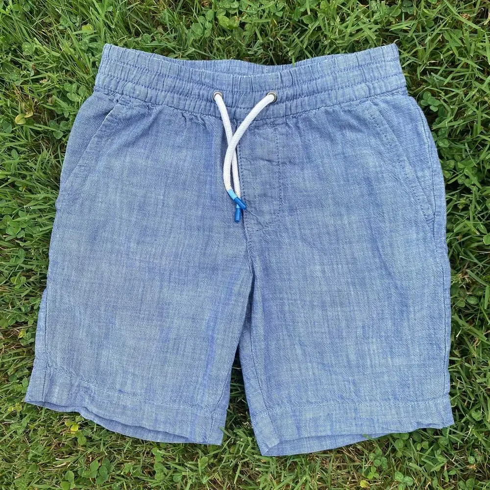 GAP Kids Boys Chambray Pull-On Shorts Blue Elastic Waist (Size S)